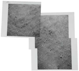 Telephoto panorama [Mosaic] of boulder tracks; TV picture; telephotograph of outcrops; Rover tracks at the landing site; lunarscape, December 7-19, 1972, EVA 1, post EVA 1, EVA 2