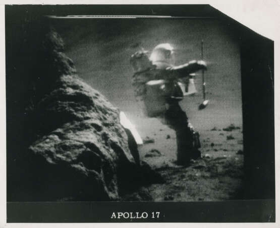 Harrison Schmitt taking 500mm photographs; TV picture; Schmitt at Tracy’s Rock, telephotographs, station 6, December 7-19, 1972, EVA 3 - photo 3