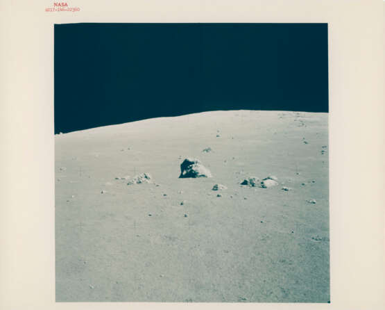 Harrison Schmitt near the Rover; lunarscape; shadow and boulder; diptych of boulder; Schmitt taking samples; summit of the North Massif, station 7, December 7-19, 1972, EVA 3 - photo 14
