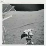 The Lunar Rover; lunarscapes during sunny traverse from station 7; the exotic boulder and geological investigations; Rover tracks, station 8, December 7-19, 1972, EVA 3 - фото 8