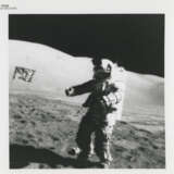 The last photograph taken by a human standing on the lunar surface: Harrison Schmitt by the US flag, December 7-19, 1972, EVA 3 - photo 1