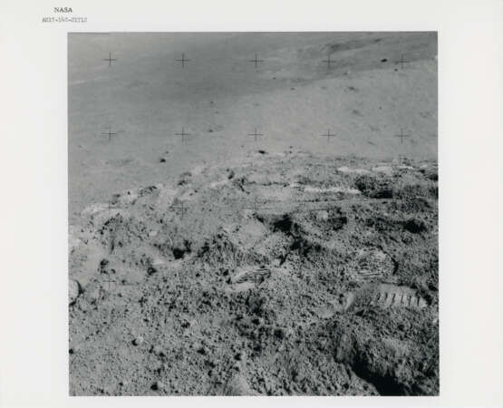 The Lunar Rover; lunarscapes during sunny traverse from station 7; the exotic boulder and geological investigations; Rover tracks, station 8, December 7-19, 1972, EVA 3 - фото 19