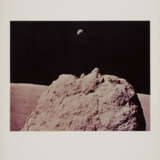 The Earth over a boulder in the lunar sky [Large Format], December 7-19, 1972, EVA 2 - photo 1