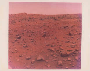 The first photograph and the first color photograph taken on the surface of Mars, the Red Planet, 20 July 1976