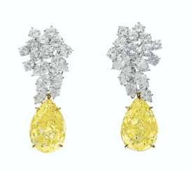 COLORED DIAMOND AND DIAMOND EARRINGS