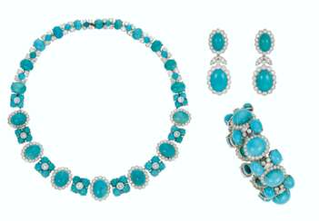 SUITE OF TURQUOISE AND DIAMOND JEWELRY, VAN CLEEF & ARPELS