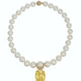 COLORED SAPPHIRE, DIAMOND AND CULTURED PEARL NECKLACE - Foto 2