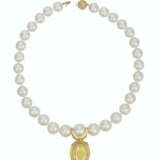 COLORED SAPPHIRE, DIAMOND AND CULTURED PEARL NECKLACE - фото 3
