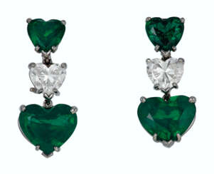 EMERALD AND DIAMOND EARRINGS, BULGARI