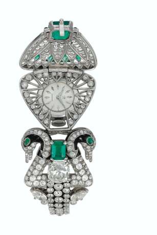 DIAMOND, EMERALD AND MULTI-GEM DOUBLE-SWAN CONCEALED WATCH-B... - photo 4