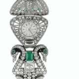 DIAMOND, EMERALD AND MULTI-GEM DOUBLE-SWAN CONCEALED WATCH-B... - Foto 4