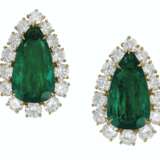 EMERALD AND DIAMOND EARRINGS, JACQUES TIMEY, ATTRIBUTED TO H... - Foto 1
