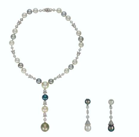 Cartier. SET OF CULTURED PEARL AND DIAMOND JEWELRY, CARTIER - фото 1