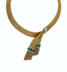 EMERALD, DIAMOND AND GOLD 'SERGE FABRIC' NECKLACE, VAN CLEEF...