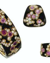 SUITE OF COLORED SAPPHIRE AND DIAMOND 'FUJI YAMA' JEWELRY, M...
