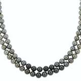 DOUBLE-STRAND GRAY CULTURED PEARL AND DIAMOND NECKLACE - photo 1