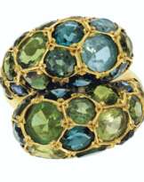 MULTI-GEM AND GOLD RING, HERZ-BELPERRON