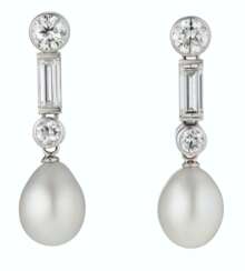 NATURAL PEARL AND DIAMOND EARRINGS