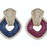 Sabbadini. RUBY, SAPPHIRE AND DIAMOND EARRINGS, SABBADINI - photo 1