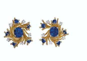 SAPPHIRE AND DIAMOND 'TOURBILLON' EARRINGS, JEAN SCHLUMBERGE...