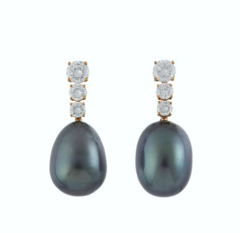 DIAMOND AND CULTURED PEARL EARRINGS, JACQUES TIMEY, ATTRIBUT... - Foto 1