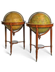 A PAIR OF REGENCY LIBRARY GLOBES