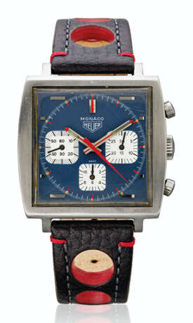 HEUER. A FINE STAINLESS STEEL CHRONOGRAPH WRISTWATCH - Foto 1