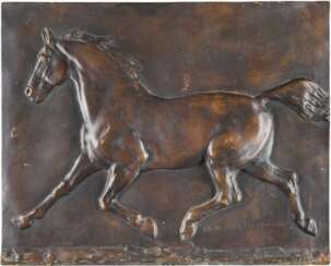 ALBERT HINRICH HUSSMANN 1874 Lüdingworth - 1946 Fürstenberg Reliefplakette 'Trabendes Pferd'