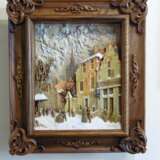 Gemälde „Leute auf der verschneiten Straße von Delft“, Naturholz, Siehe Beschreibung, Klassizismus, Landschaftsmalerei, Ukraine, 2018 - Foto 1