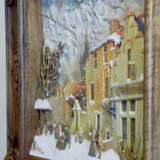 Gemälde „Leute auf der verschneiten Straße von Delft“, Naturholz, Siehe Beschreibung, Klassizismus, Landschaftsmalerei, Ukraine, 2018 - Foto 2