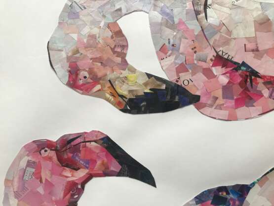 Фламинго Carton Collage Abstraction post-peinture Animaliste 2020 - photo 2