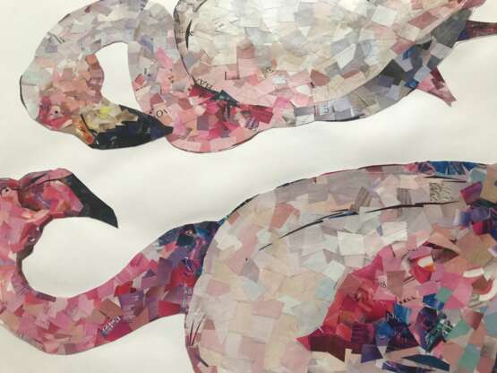 Фламинго Carton Collage Abstraction post-peinture Animaliste 2020 - photo 4