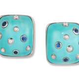 Trianon. TRIANON TURQUOISE, SAPPHIRE AND CULTURED PEARL EARRINGS - Foto 1