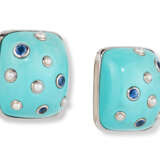 Trianon. TRIANON TURQUOISE, SAPPHIRE AND CULTURED PEARL EARRINGS - фото 2