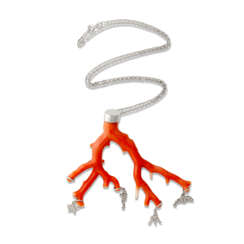 BRANCH CORAL AND DIAMOND PENDANT
