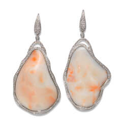 CORAL AND DIAMOND EARRINGS