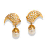 DIAMOND AND CULTURED PEARL EARRINGS - photo 1