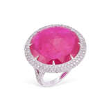 RED STONE AND DIAMOND RING - photo 1