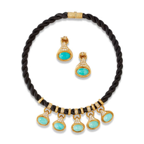 Vourakis. VOURAKIS TURQUOISE AND DIAMOND NECKLACE AND EARRING SET - Foto 1