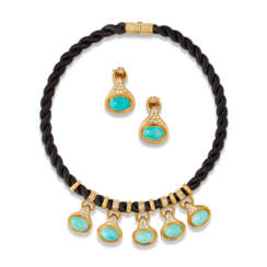 VOURAKIS TURQUOISE AND DIAMOND NECKLACE AND EARRING SET