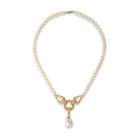 CULTURED PEARL AND DIAMOND NECKLACE - фото 1