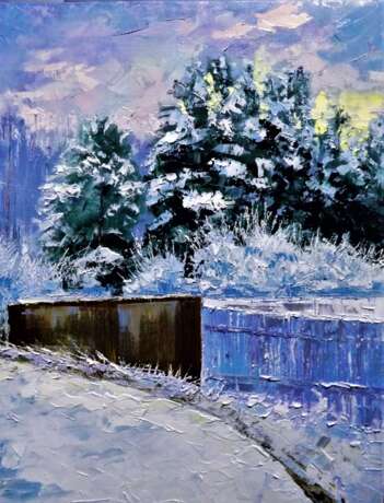 Зимний вечер Canvas Oil paint Impressionism Landscape painting 2020 - photo 1