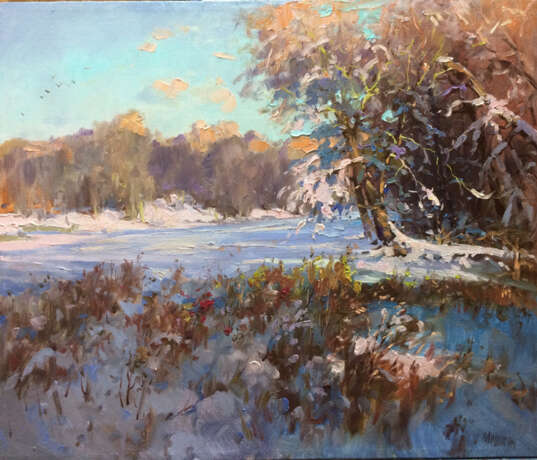 Снежное озеро Canvas Oil paint Realism Landscape painting 2020 - photo 1