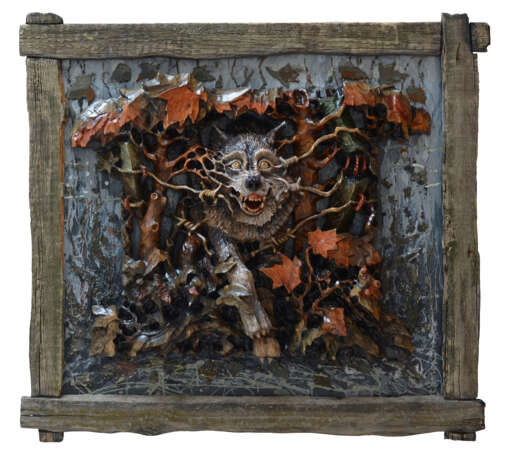 "Напролом". Panel Wood carving Folk Art Animalistic 2020 - photo 1