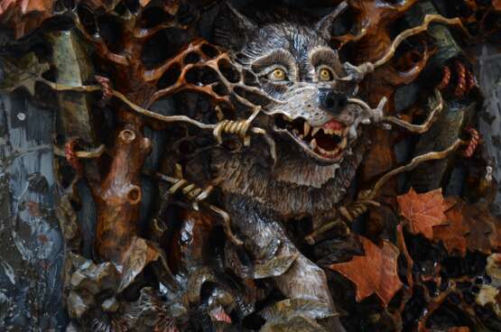 "Напролом". Panel Wood carving Folk Art Animalistic 2020 - photo 3