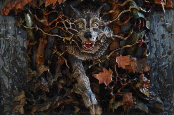 "Напролом". Panel Wood carving Folk Art Animalistic 2020 - photo 7