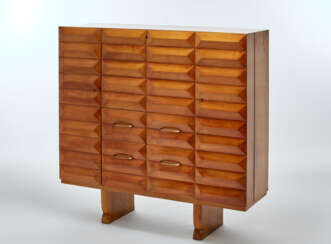 Bar cabinet in veneered and solid wood