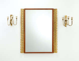 Mirror and pair of three-light appliques