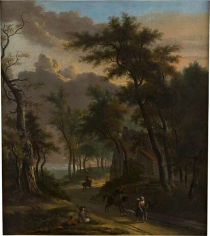 FRANZÖSISCHE/BELGISCHE SCHULE Maler, tätig im 18. Jahrhundert WALDLANDSCHAFT MIT REISENDEN - Foto 1