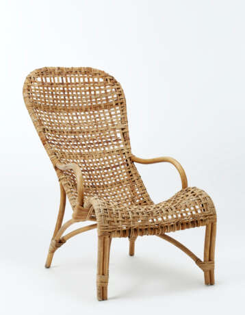 Armchair in rush and rattan - photo 1